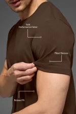 Alo Camiseta de Manga Corta Cuello Redondo Reform Conquer Marrón - Imagen 3