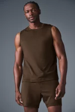 Alo Camiseta de Tirantes con Manga a la Sisa Conquer Marrón