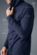 Alo Camiseta de Manga Larga con Capucha Reform Conquer Azul - Imagen 3