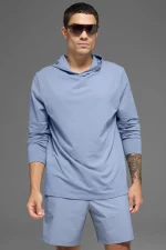 Alo Camiseta de Manga Larga con Capucha Reform Conquer Azul