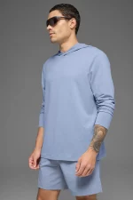 Alo Camiseta de Manga Larga con Capucha Reform Conquer Azul - Imagen 2